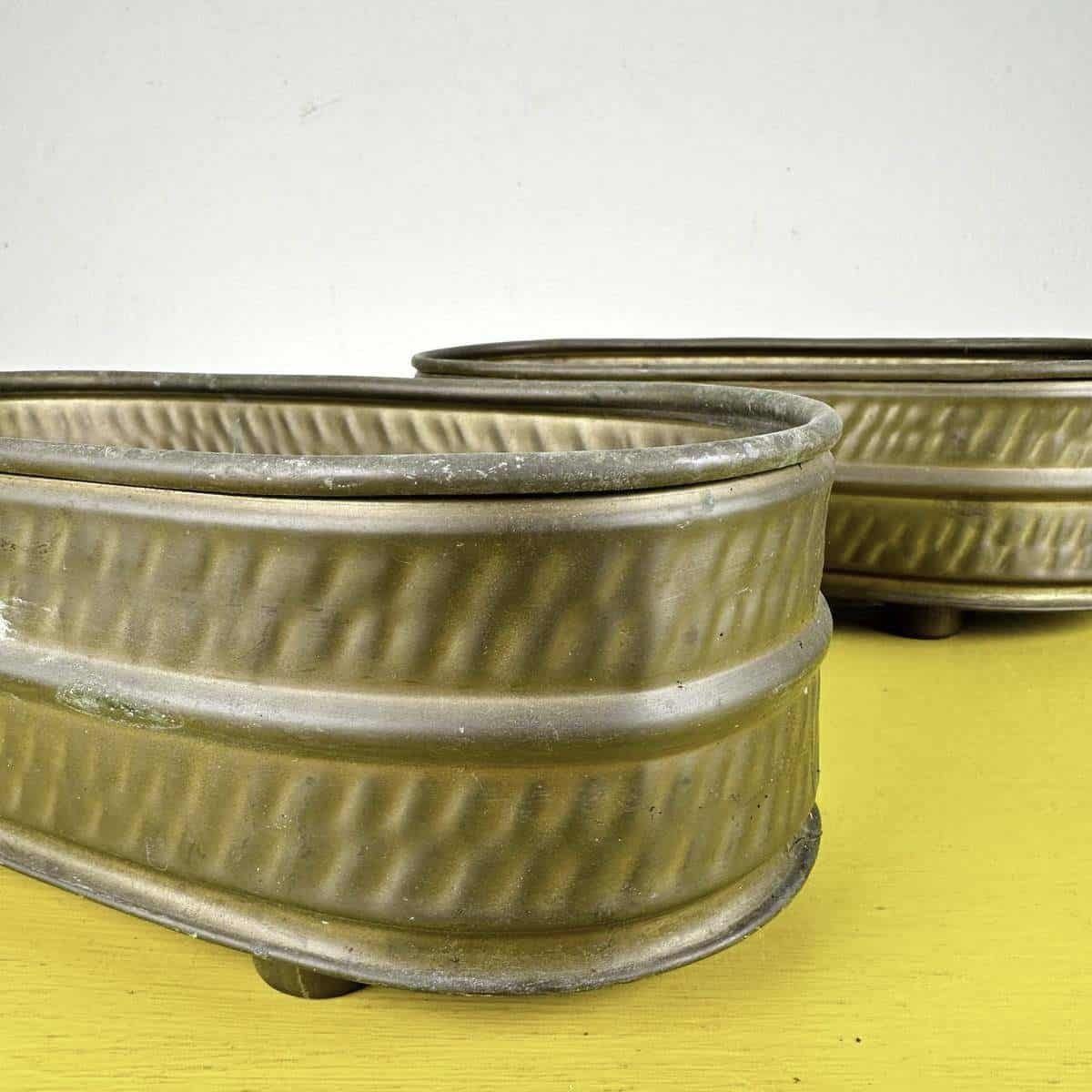 Pair Of Vintage Copper Oval Plant Pots photo furniture