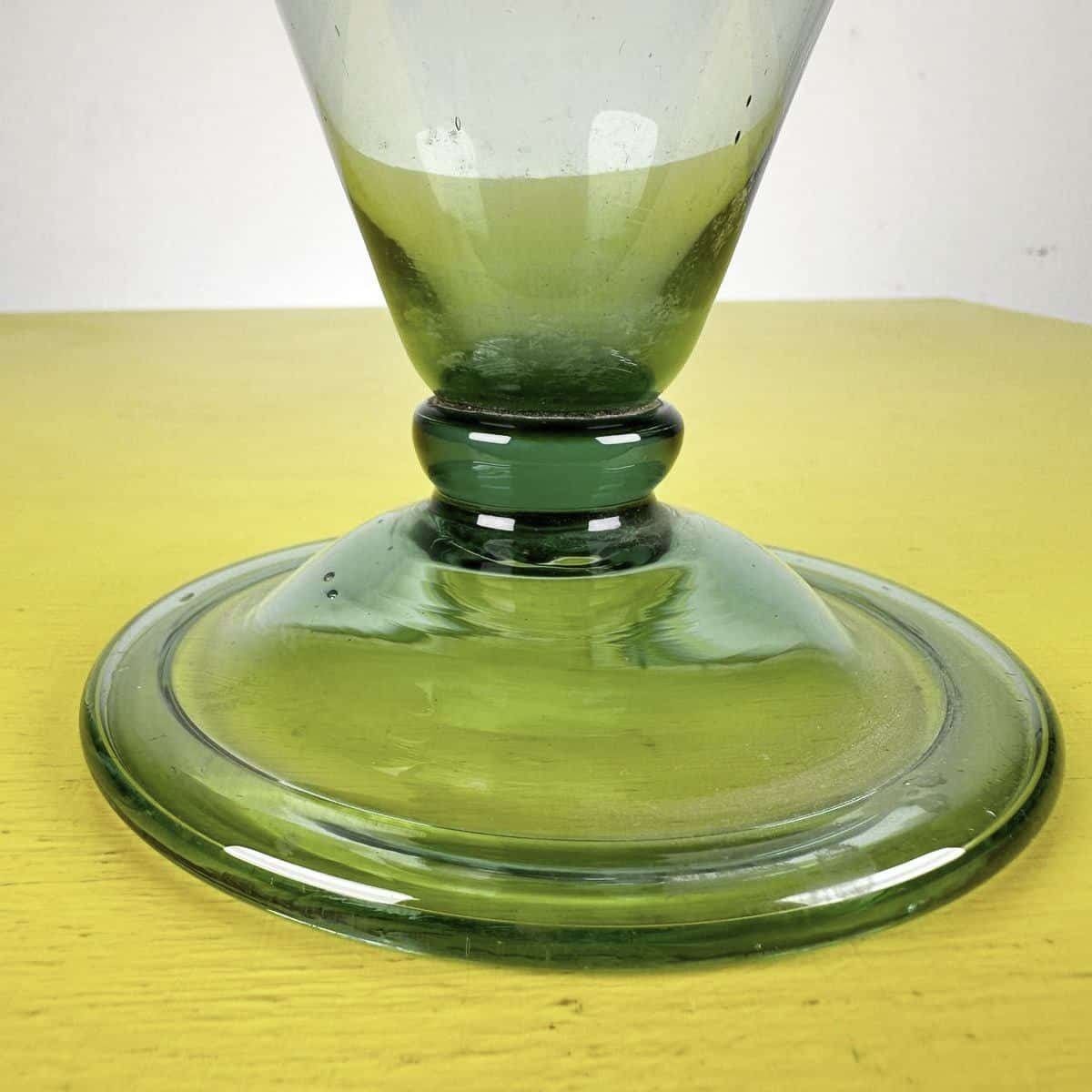 Vintage Green Blown Glass Cone Bottle photo furniture