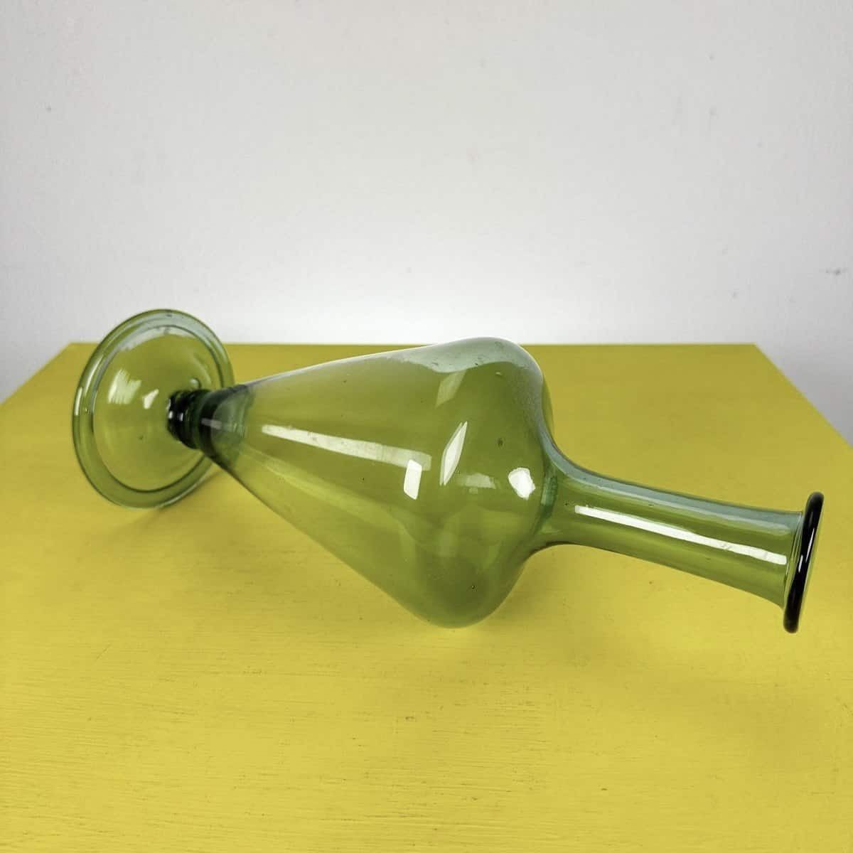 Vintage Green Blown Glass Cone Bottle photo vintage