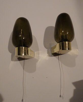 Vintage Scandinavian Wall Sconces In Glass With Spare Shade, 1970s, Set Of 2
