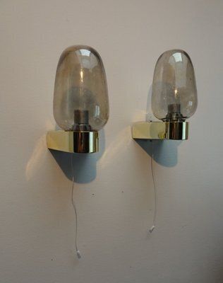 Vintage Scandinavian Wall Sconces In Glass With Spare Shade, 1970s, Set Of 2