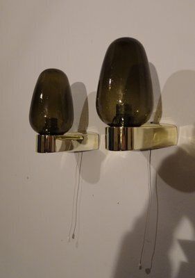 Vintage Scandinavian Wall Sconces In Glass With Spare Shade, 1970s, Set Of 2 photo for sale