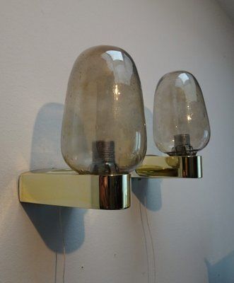 Vintage Scandinavian Wall Sconces In Glass With Spare Shade, 1970s, Set Of 2 photo for sale