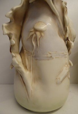 Art Nouveau Porcelain Thistles Vases Attributed To Amphora / Riessner, Stellmacher, & Kessel, 1890s, Set Of 2 photo vinterior