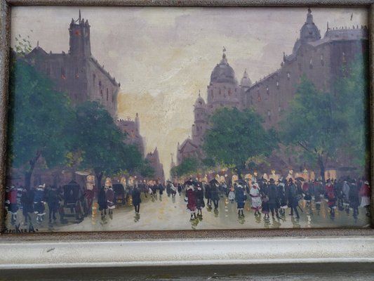 Antal Berkes, Impressionist Scenes, 1890s 1910s, Oil On Canvases, Set Of 2 photo for sale