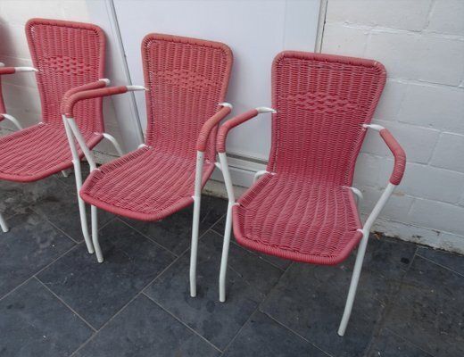 Italian Pink Plastic Chairs From Scoubidou, 1950s, Set Of 6 photo 587.0