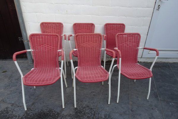 Italian Pink Plastic Chairs From Scoubidou, 1950s, Set Of 6 photo buy
