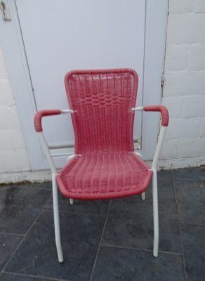 587.0 Italian Pink Plastic Chairs From Scoubidou, 1950s, Set Of 6 photo