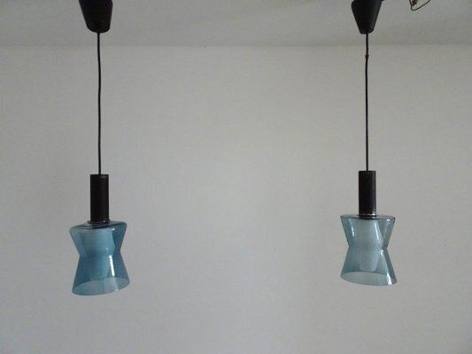K2 135 Lamps In Blue Glass By Tapio Wirkkala For Idman, 1960s, Set Of 2