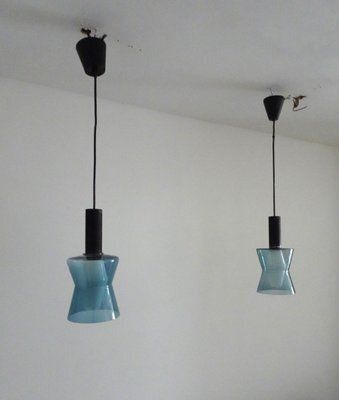 photo vinterior K2 135 Lamps In Blue Glass By Tapio Wirkkala For Idman, 1960s, Set Of 2