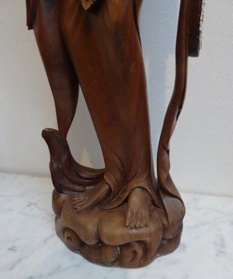 Large Balinese Hand Carved Coromandel Wooden Sculpture Of Dancer, Indonesia, 1920s 1940s photo vinterior