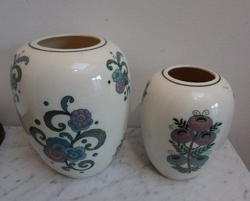 photo furniture Art Deco Ceramic Vases By Faience De Nimy, Belgium, 1930s, Set Of 2