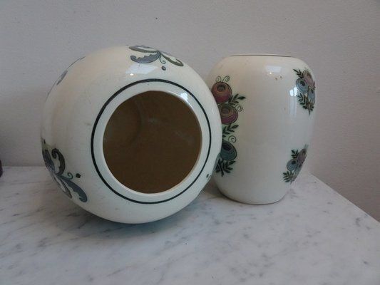 photo for sale Art Deco Ceramic Vases By Faience De Nimy, Belgium, 1930s, Set Of 2