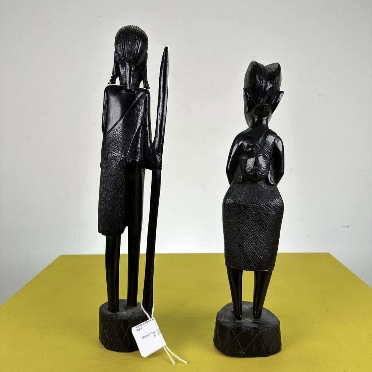 Pair Of Ethnic Statues Carved In Wood photo Art