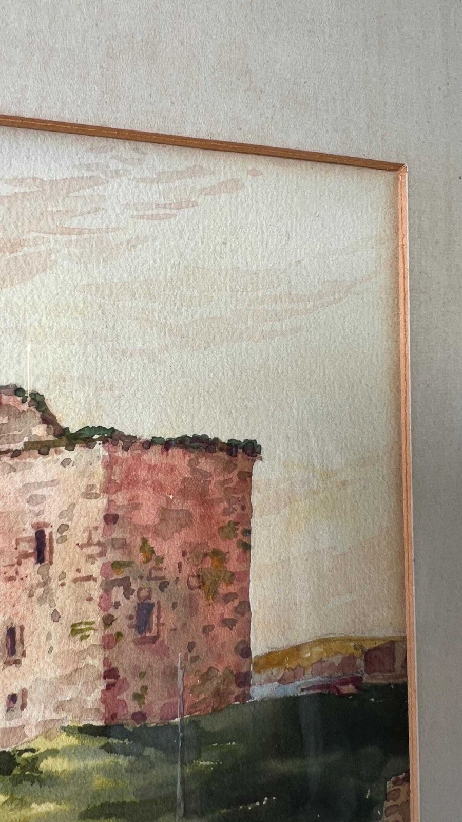Early 1900s Watercolour Painting Of A Coastal Castle By G. Porteous photo vinterior