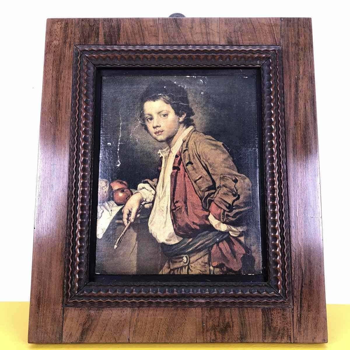 Early 1900s Wooden Frame Veneered In Walnut