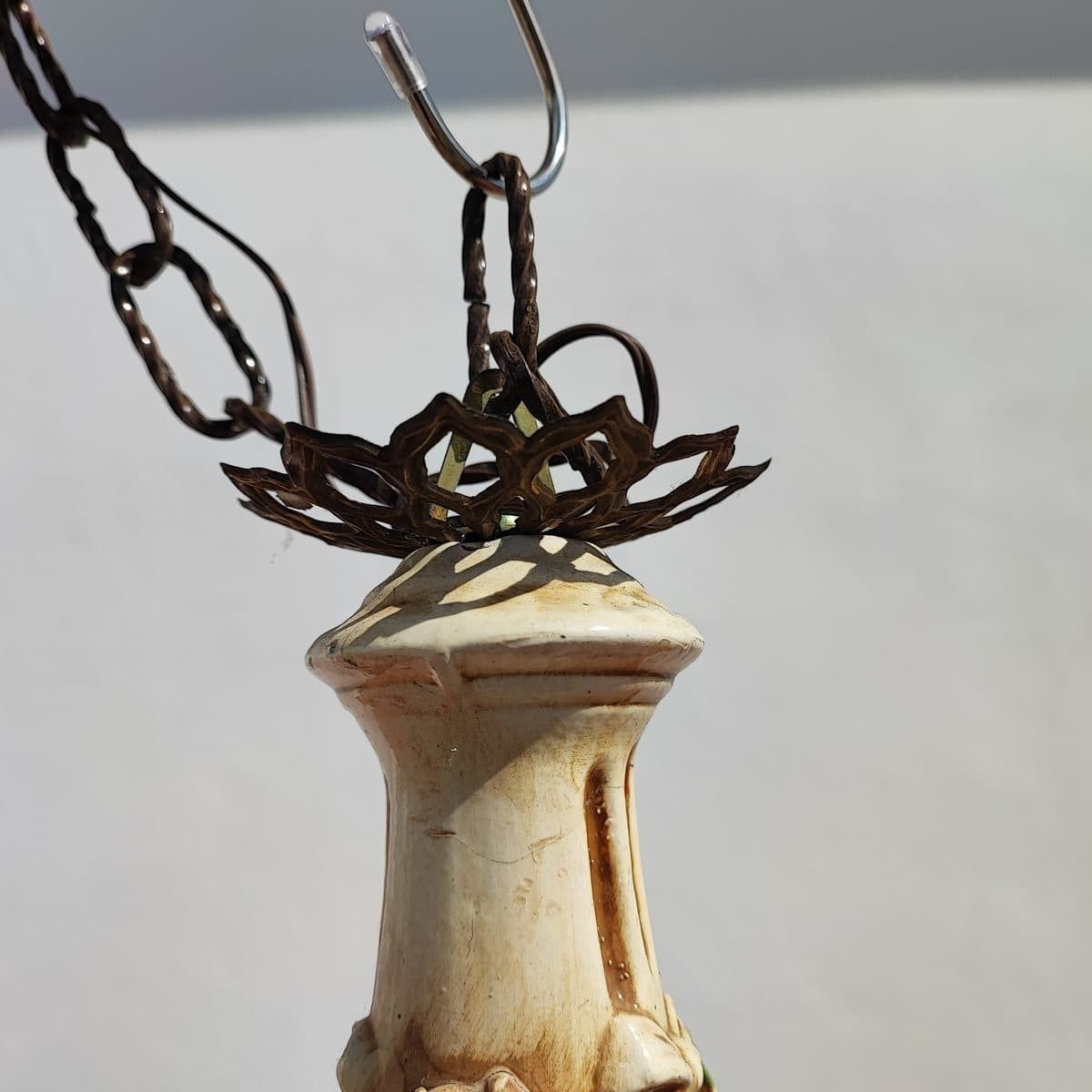 Vintage Ceramic Glass And Metal Chandelier photo buy