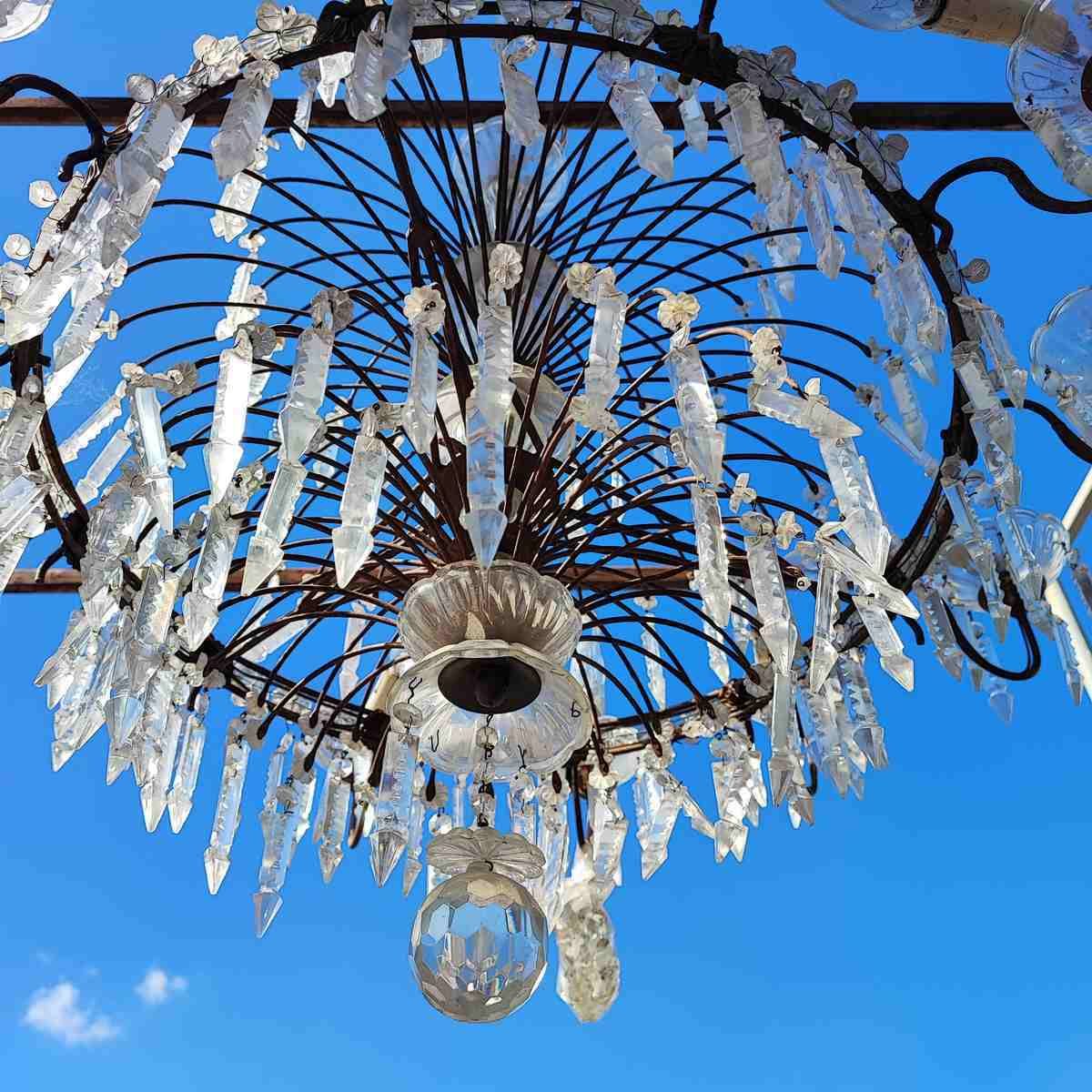 Vintage 1900s Italian Iron And Glass Chandelier photo furniture