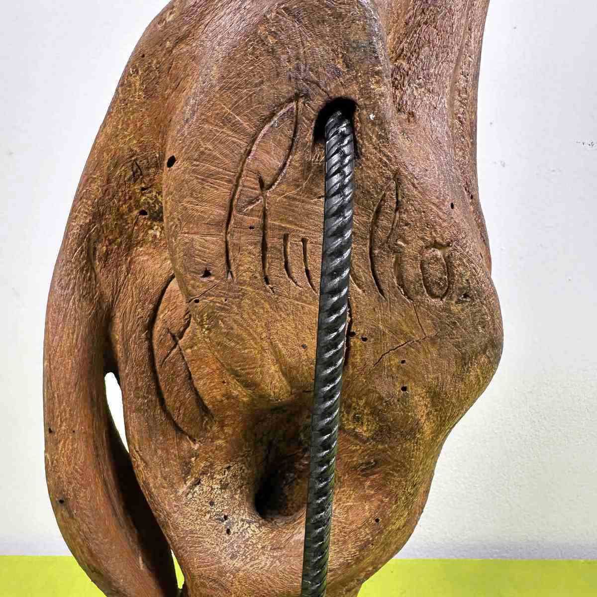 Vintage Sculpture Carved In Wood With Signature Rutilio photo buy