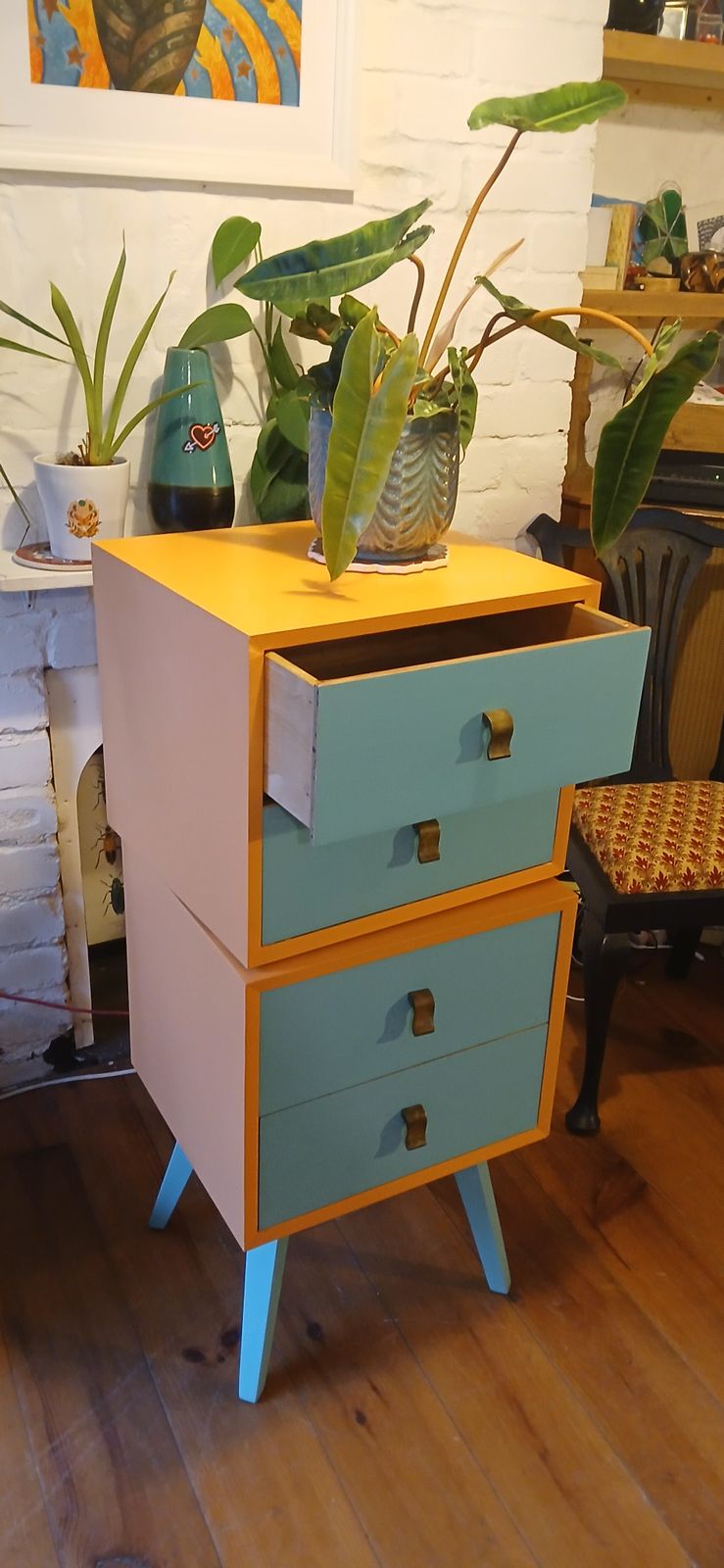 Unique 60s Style Upcycled Chest Of Drawers And Tallboy