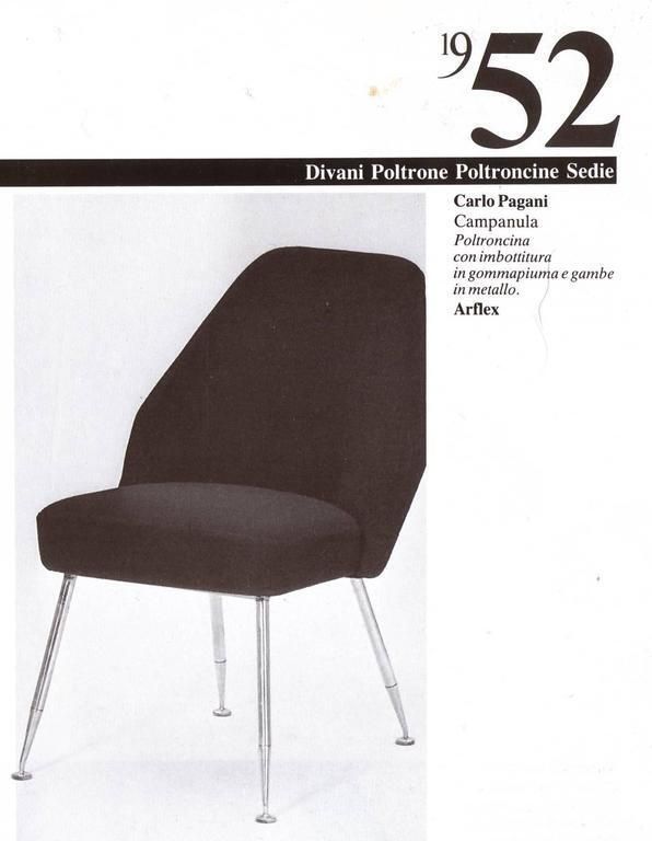 Set Of Campanula Armchairs In Brown Leather And Brass By Carlo Pagani For Arflex, 1952 photo buy