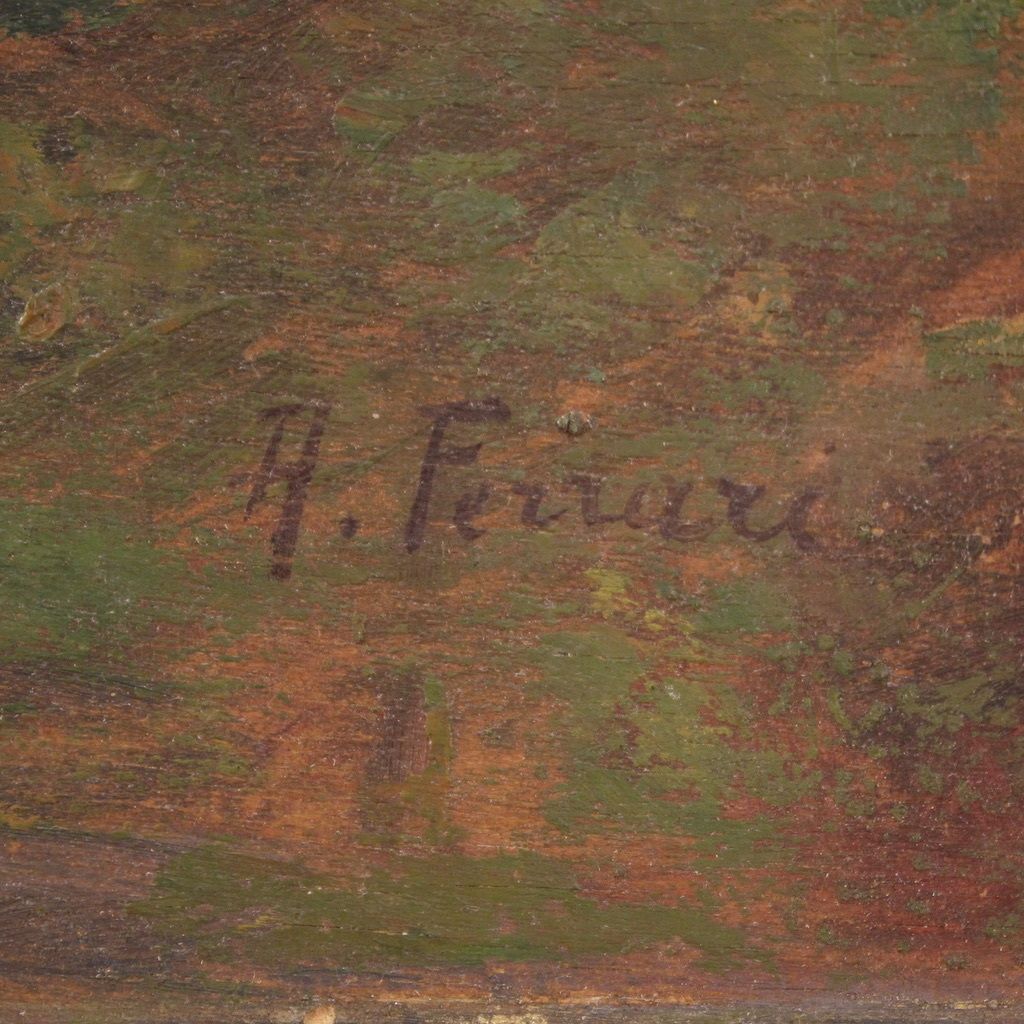 Landscape Signed Ferrari Oil On Board From The 1930s photo buy