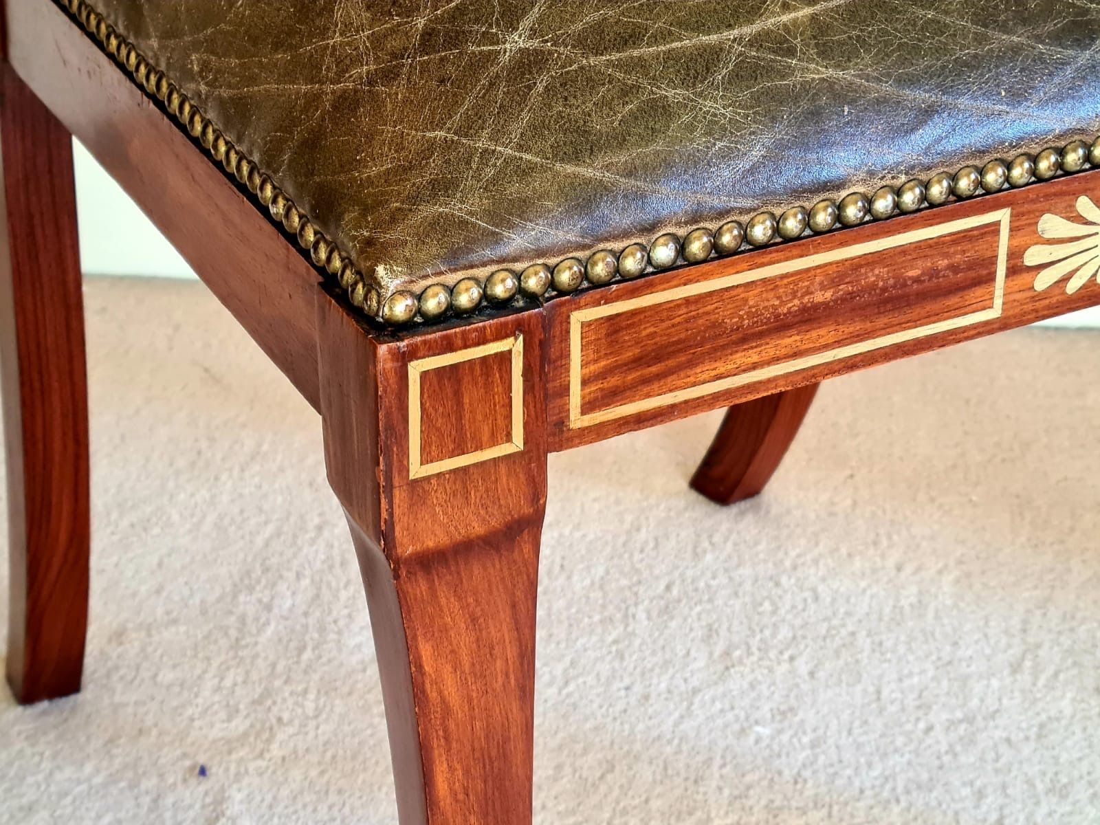 Beautiful Regency Style Mahogany And Leather Dining Table And Chairs (4seat) photo Furniture
