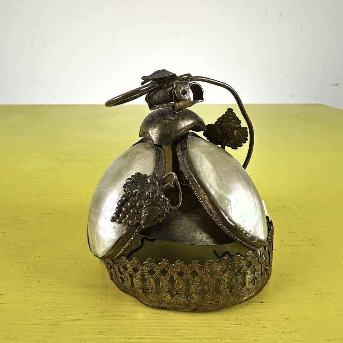 Antique French Bell In Brass And Mother Of Pearl