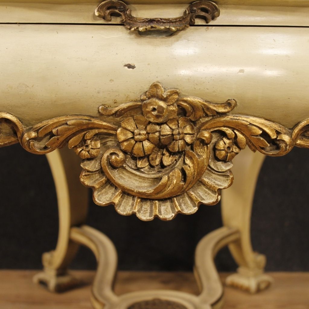 photo for sale Dutch Lacquered And Gilded Table With Marble Top