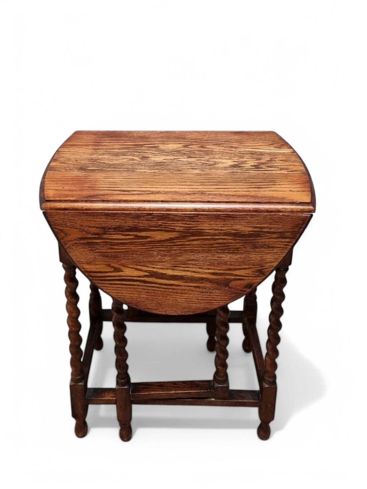 Antique English Drop Leaf Table / Barley Twist / 1890s 1900s photo 260.0