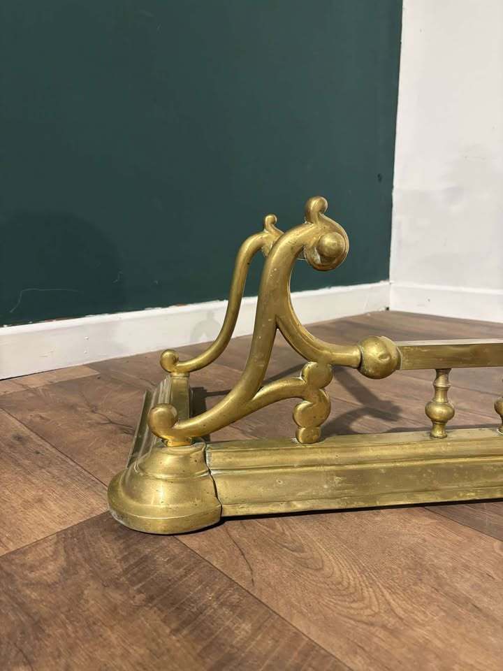 Ornate Victorian Brass Fender photo Home Fixtures