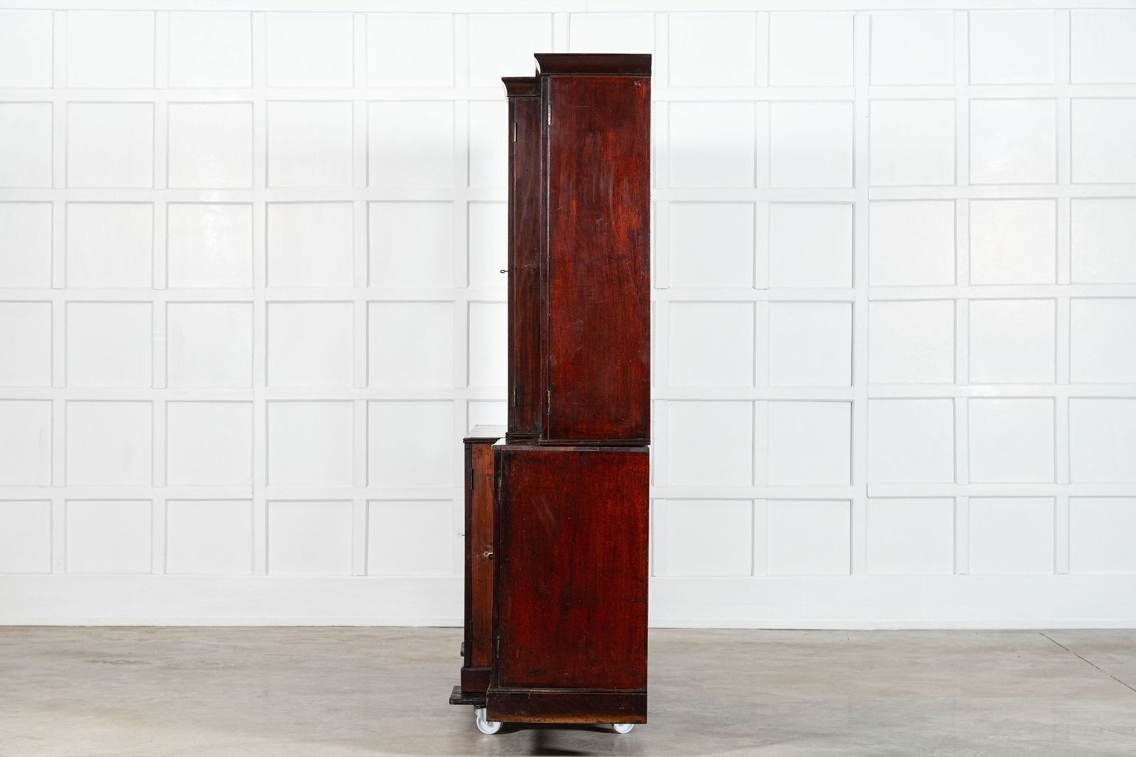 Monumental English Early 19thc Astral Arch Glazed Mahogany Breakfront Bookcase photo buy