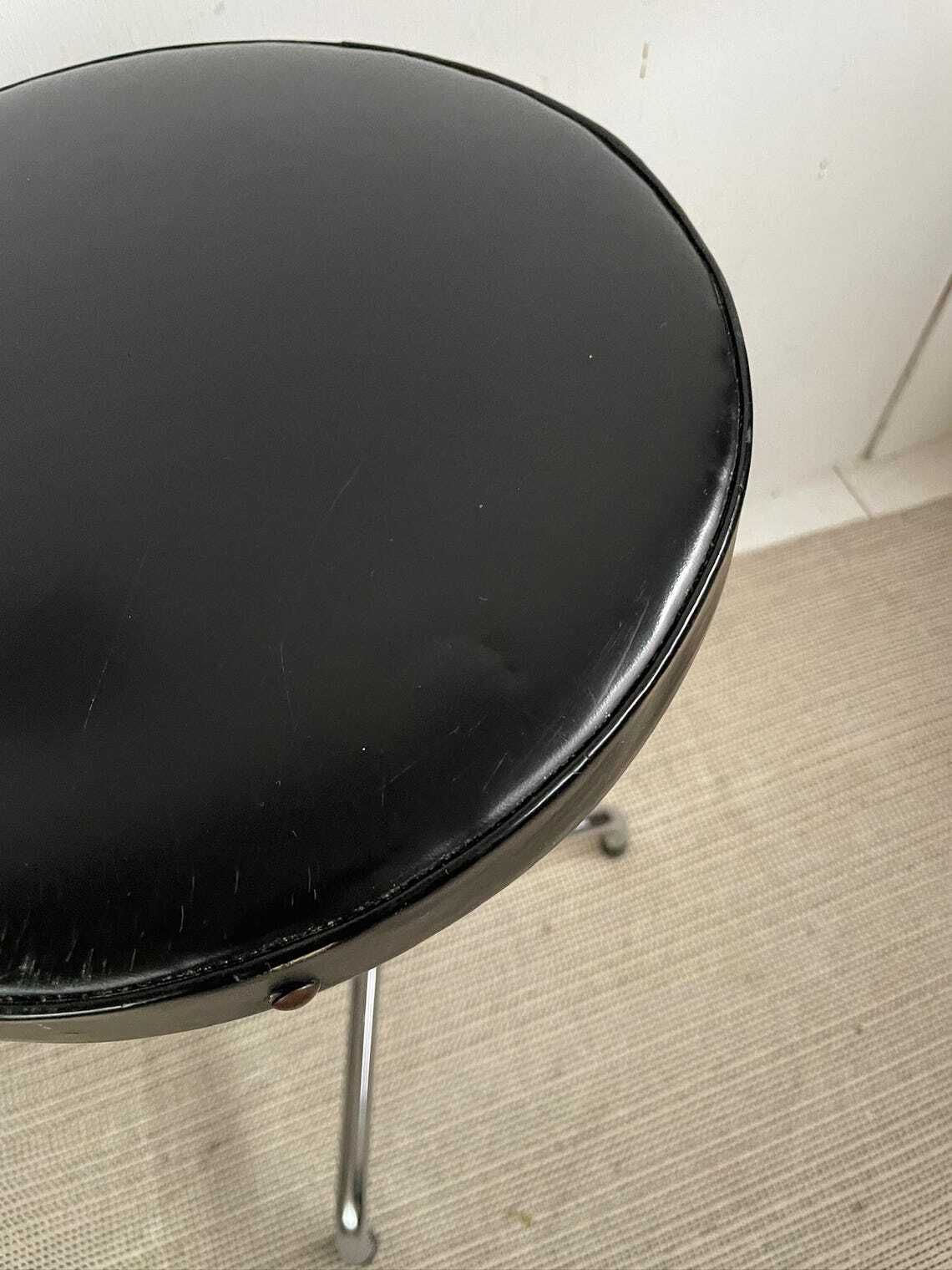 Vintage Brabantia Metal Tripod Tubular Steel Stool With Black Vinyl Seat photo buy