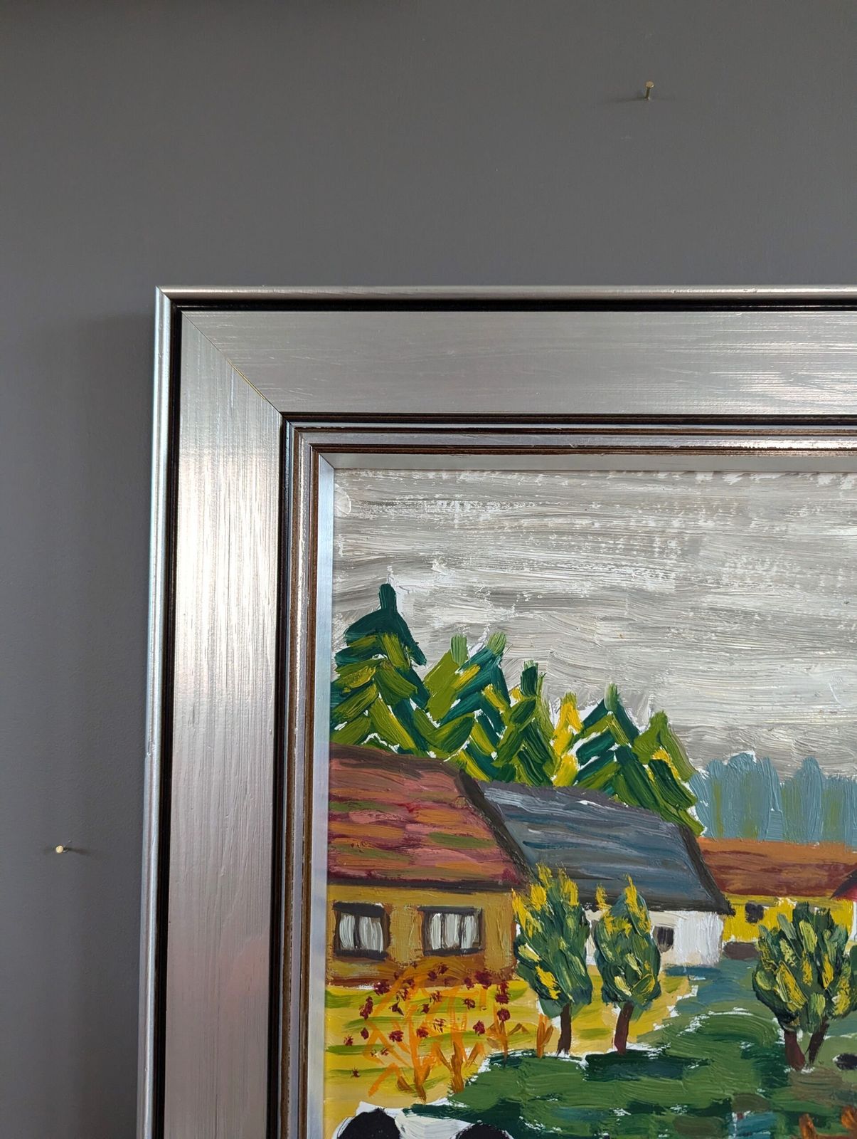 Grazing Cows Oil Painting, 1980s photo 580.0