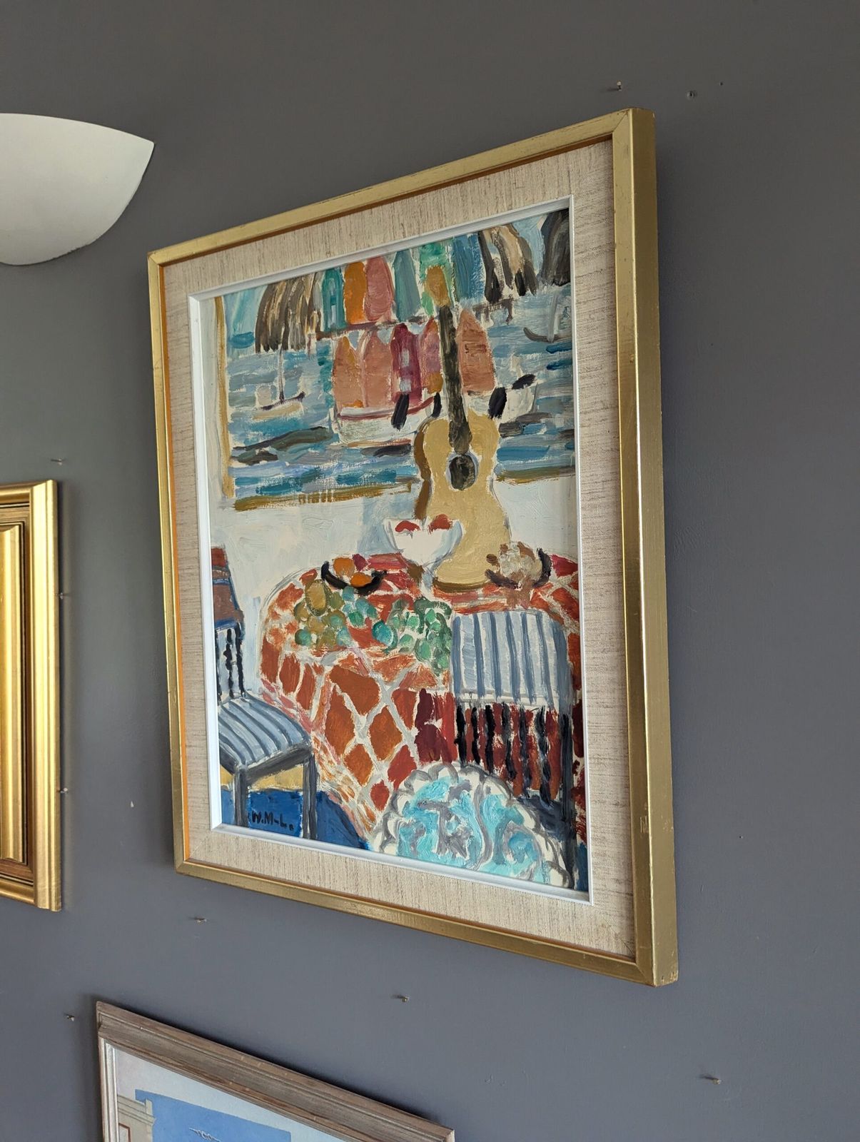 Interior With Oil Painting, Mid 20th Century photo Art