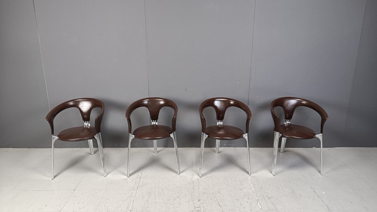 Vintage Chrome And Leather Dining Chairs, 1980s   Set Of 4 photo furniture