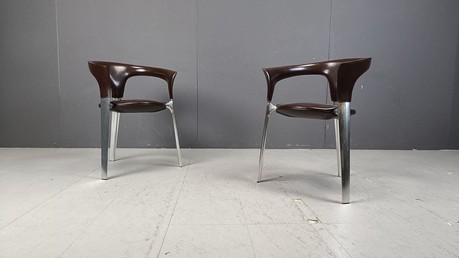 Vintage Chrome And Leather Dining Chairs, 1980s   Set Of 4 photo Furniture