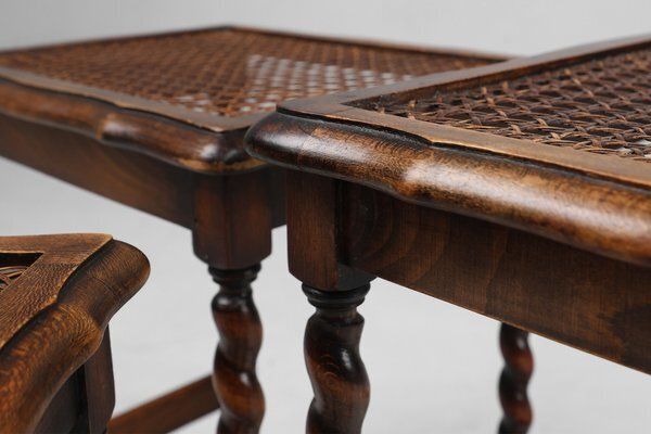 20th Century Oak And Rattan Nesting Tables, Set Of 3 photo 785.0