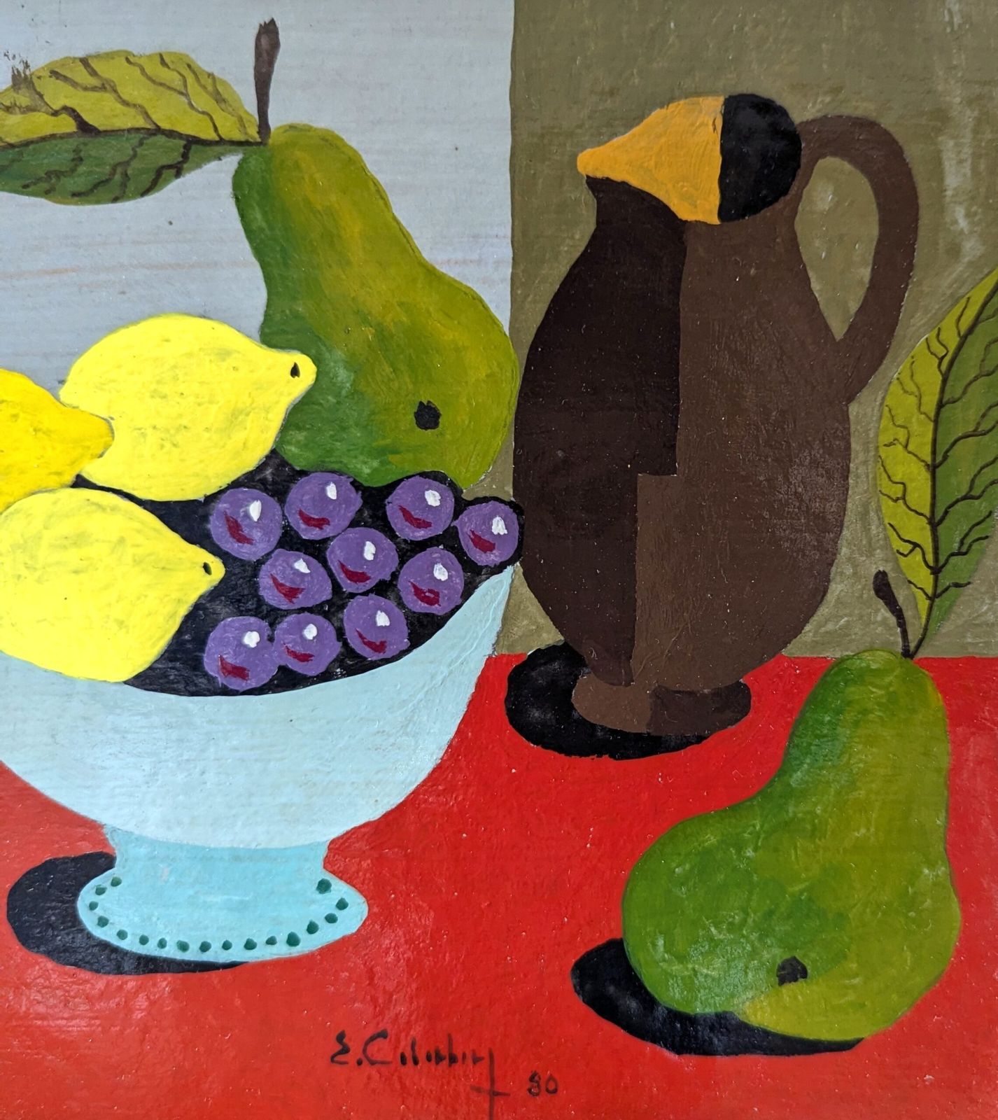 Lemon & Pears Oil Painting, 1980s photo vintage