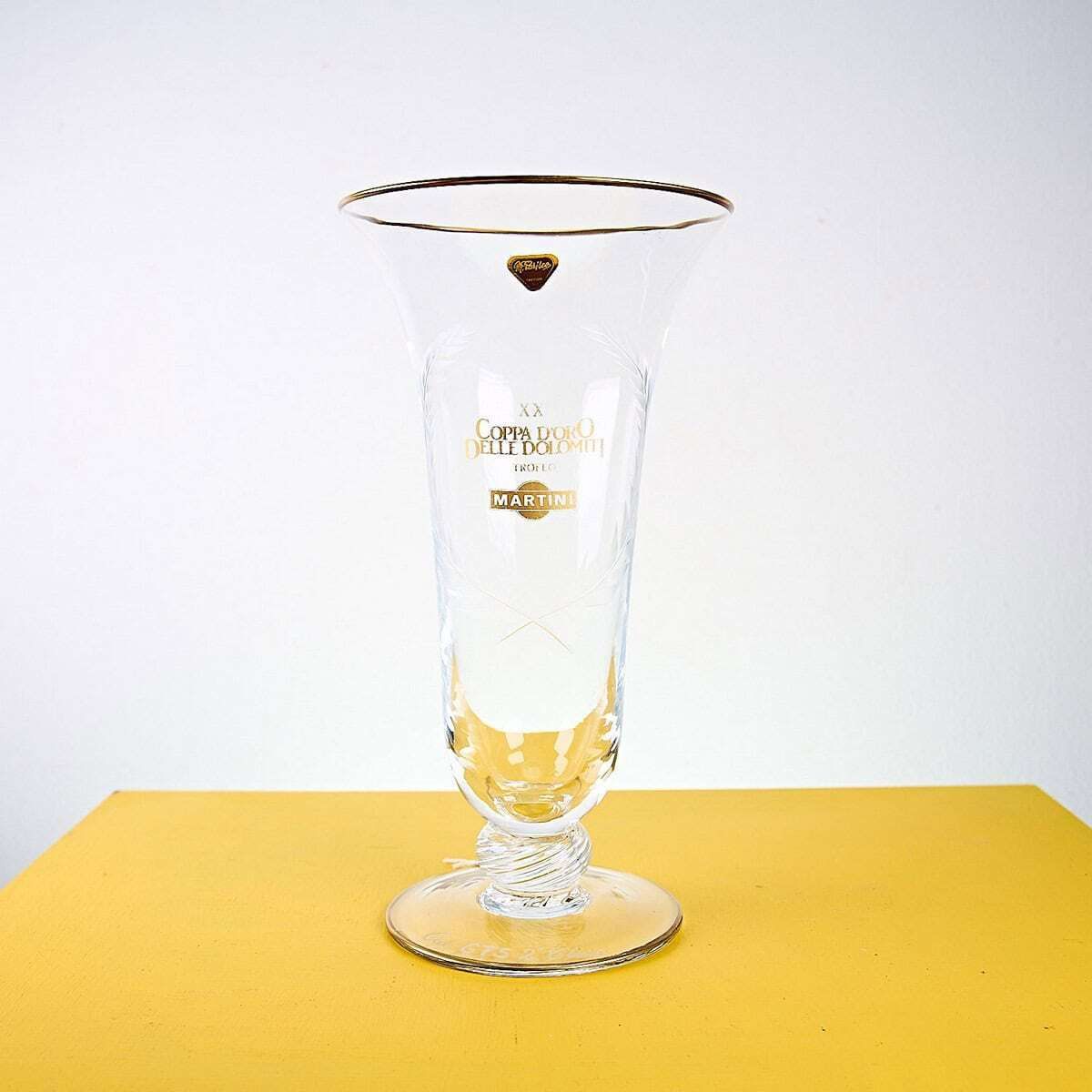 Martini Trophy Vase In Cut Crystal, M. Varisco Treviso, Twentieth Golden Cup Of The Dolomites