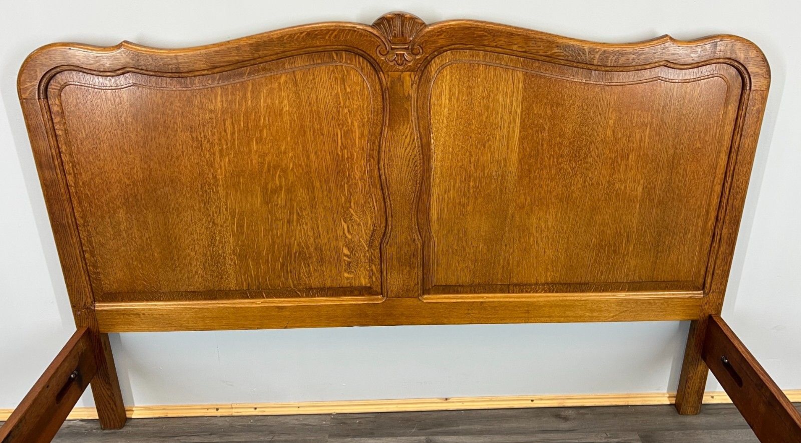 Antique French Louis XV Carved Oak Double Bed Frame Vintage – Lot 3659 photo vinterior