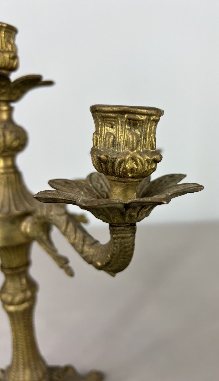 Antique French Brass Candelabra – Ornate 5 Arm Candle Holder (Lot 3604) photo vinterior