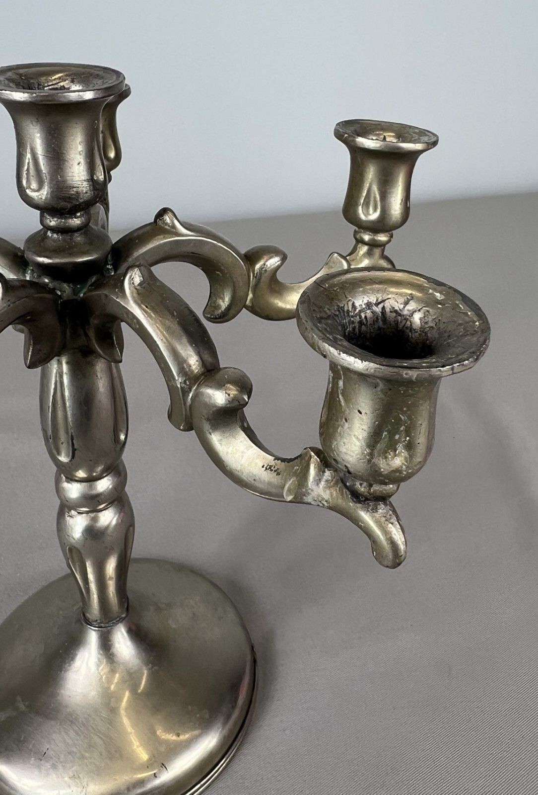 Antique Silver Plated 6 Arm Candelabra – Classic Baroque Style (Lot 3607) photo vinterior