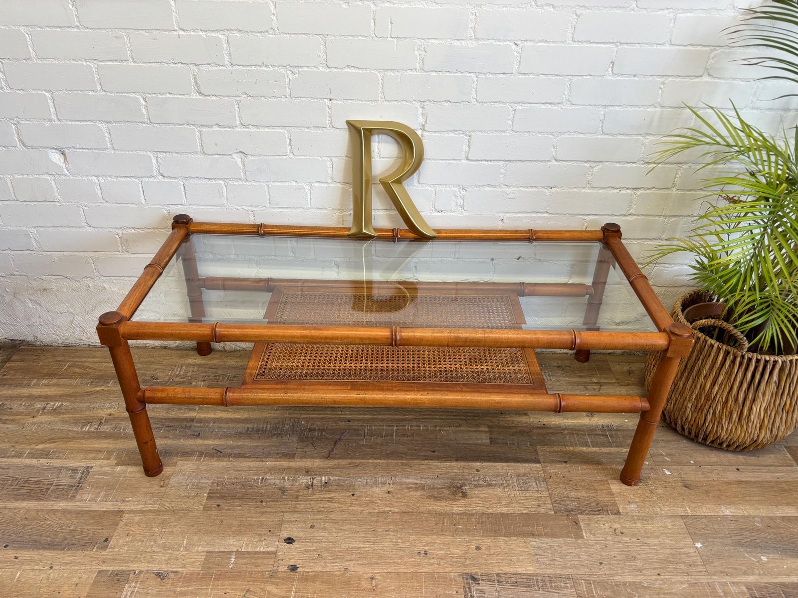 G Plan Coffee Table 1970s Mid Century Bamboo And Glass photo for sale