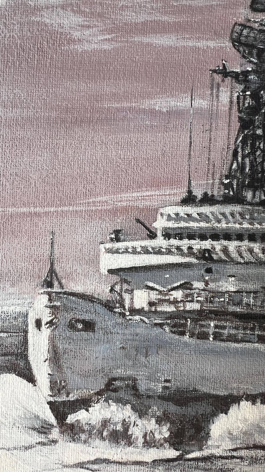 Framed & Signed Hmcs Labrador Painting By Len Boyd – Acrylic Maritime Artwork photo buy