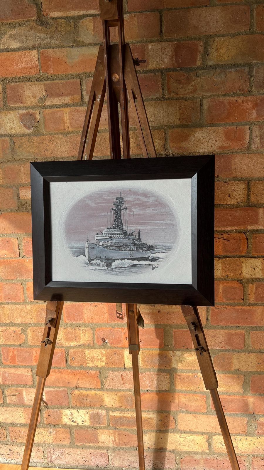 photo for sale Framed & Signed Hmcs Labrador Painting By Len Boyd – Acrylic Maritime Artwork