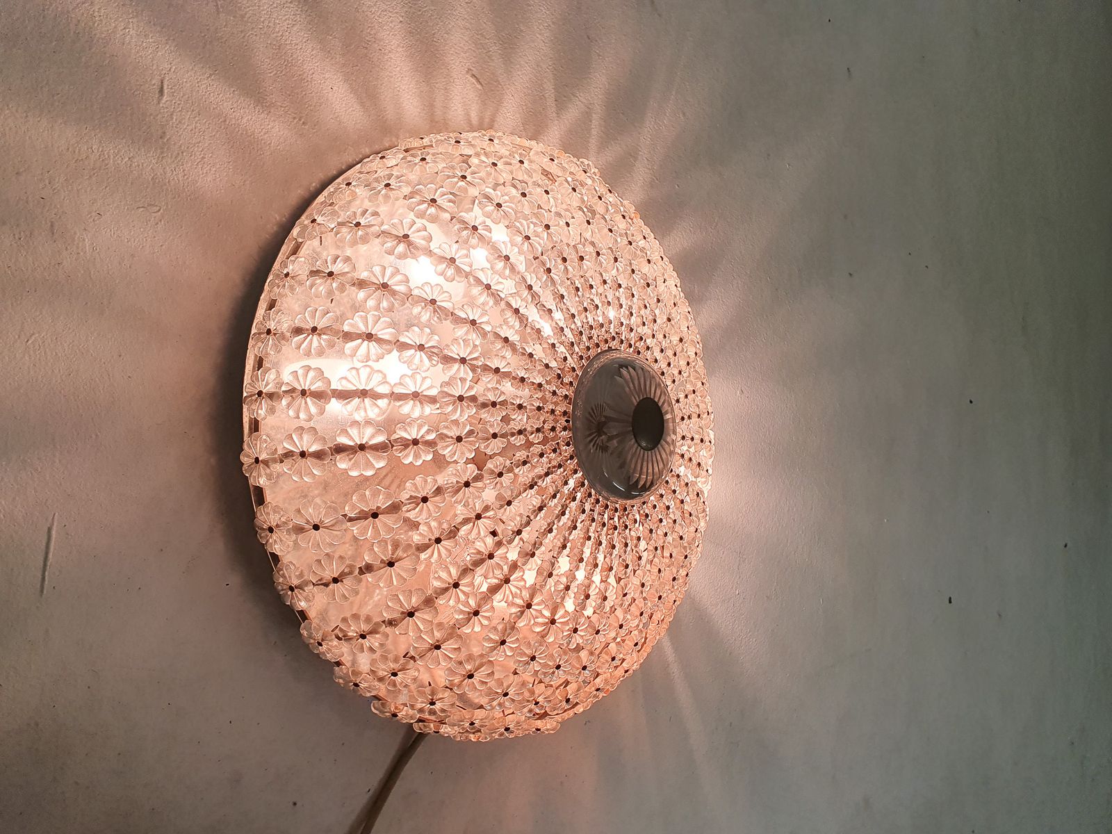 Mid Century Plafondlamp Met Glazen Bloemen, Frankrijk, Jaren 1960 photo 227.0