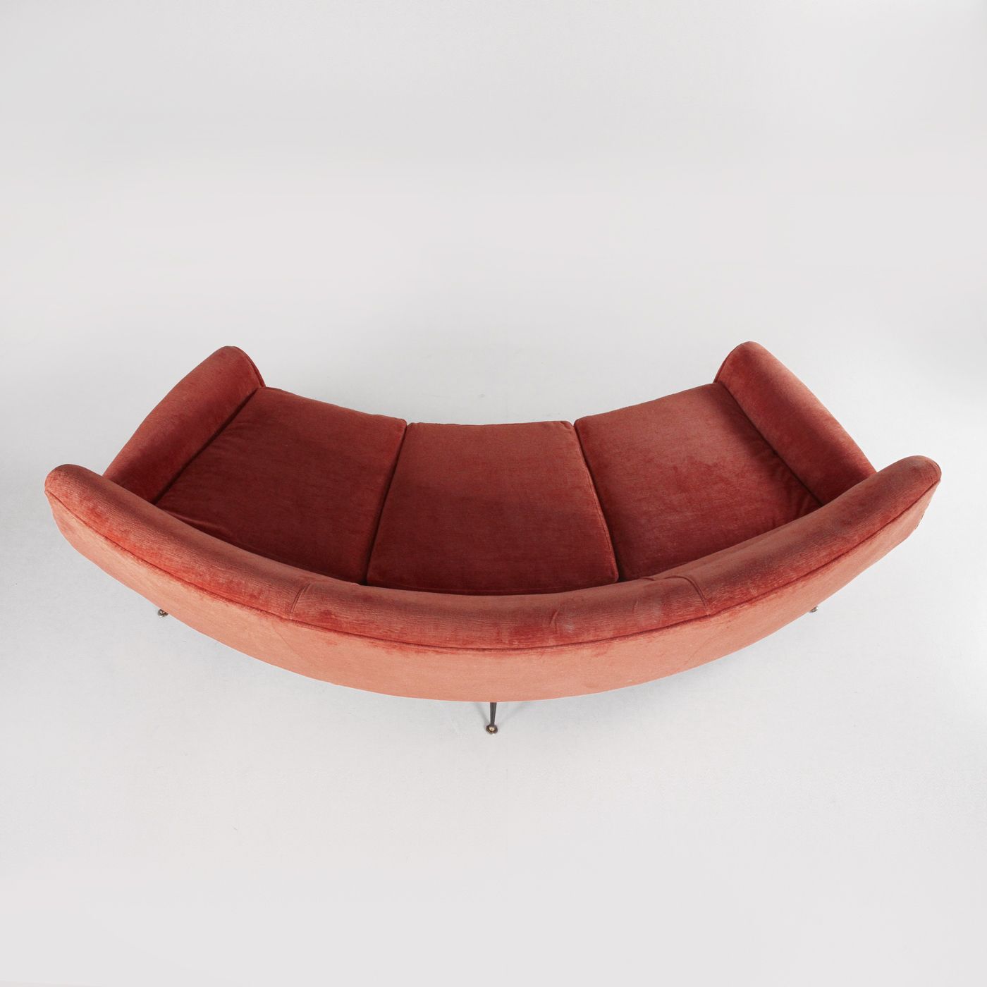 Terracotta Velvet Sofa In The Style Of Gigi Radice, 1960 photo furniture