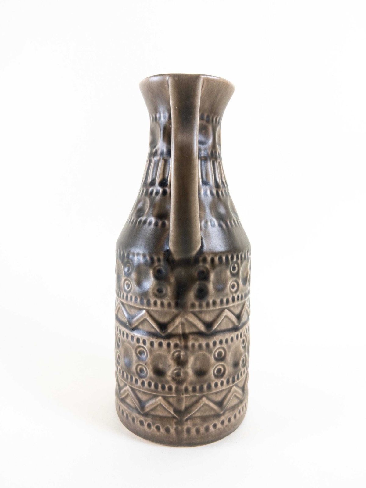 Bay Keramik Warm Grey Vase With Handle   West German Pottery Impressed Design   Bay Form 224 20 photo 50.0