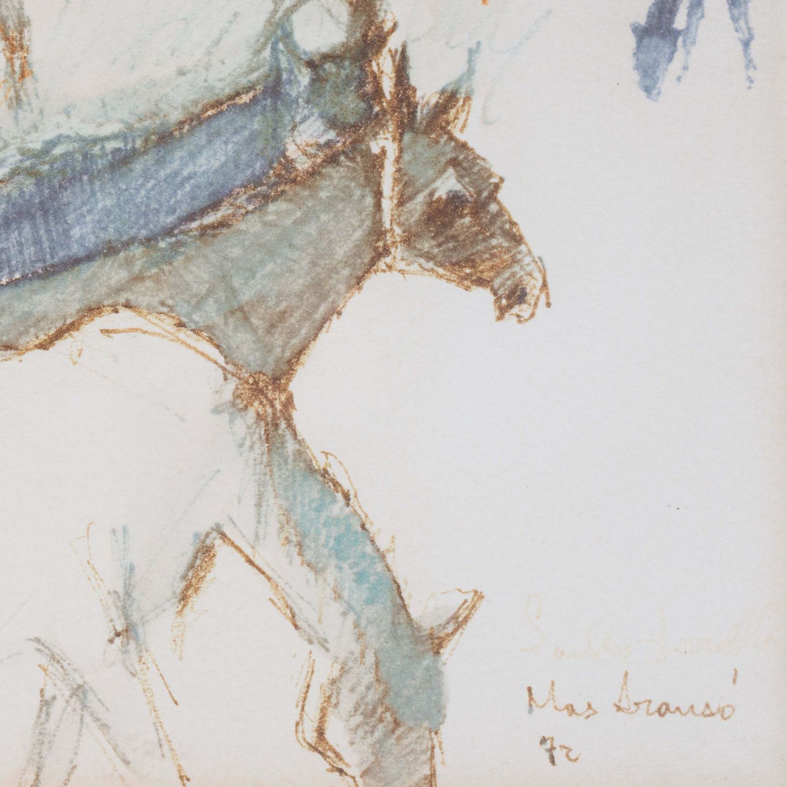 Framed Pen And Ink Watercolour Wash Signed Study Of Horses photo 397.0